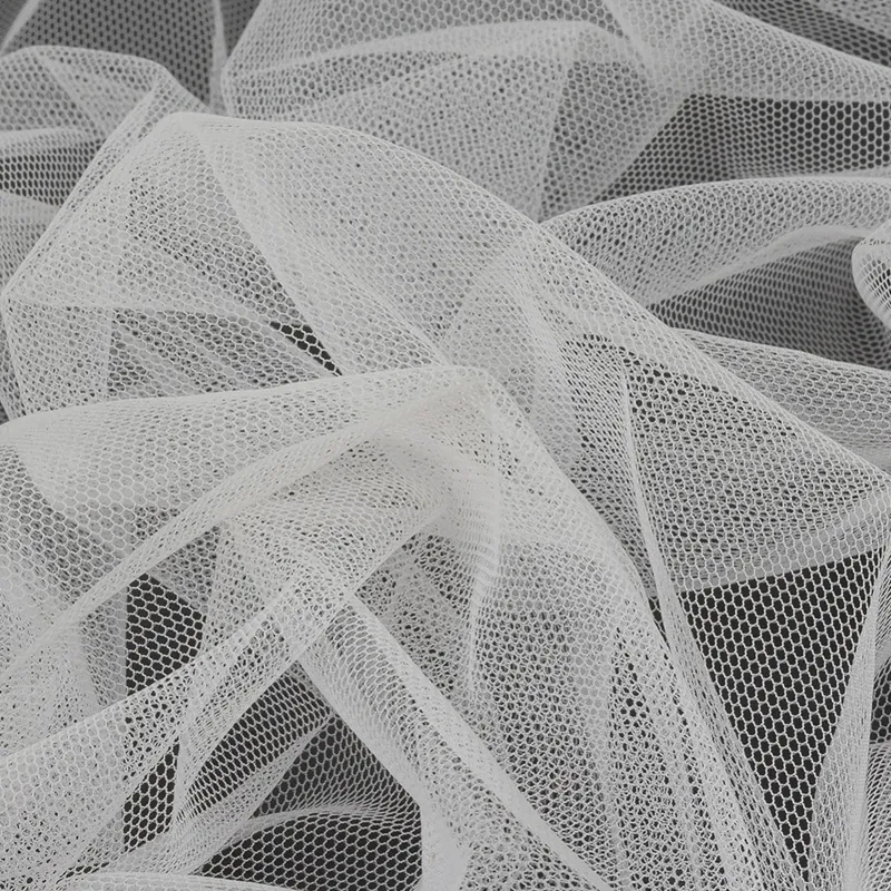 100% Nylon Lightweigh Soft Raschel Tulle Mesh Fabric For Bridal Dress