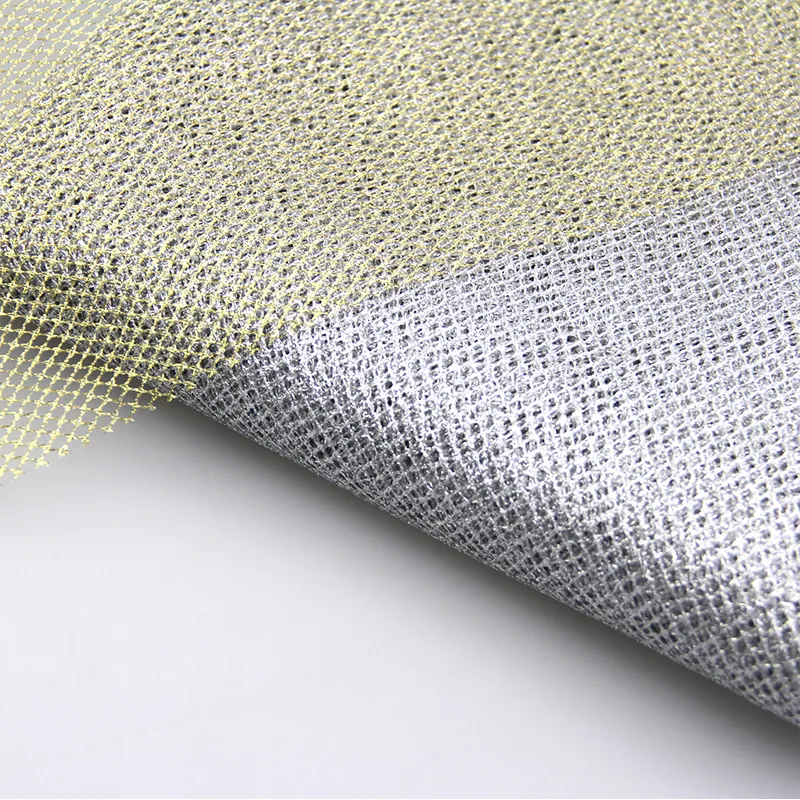 Premium Fashion Polyester Metallic Lurex Fishnet Mesh Tulle Fabric For Event Decor