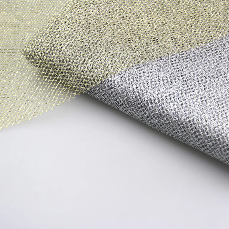 Premium Fashion Polyester Metallic Lurex Fishnet Mesh Tulle Fabric For Event Decor