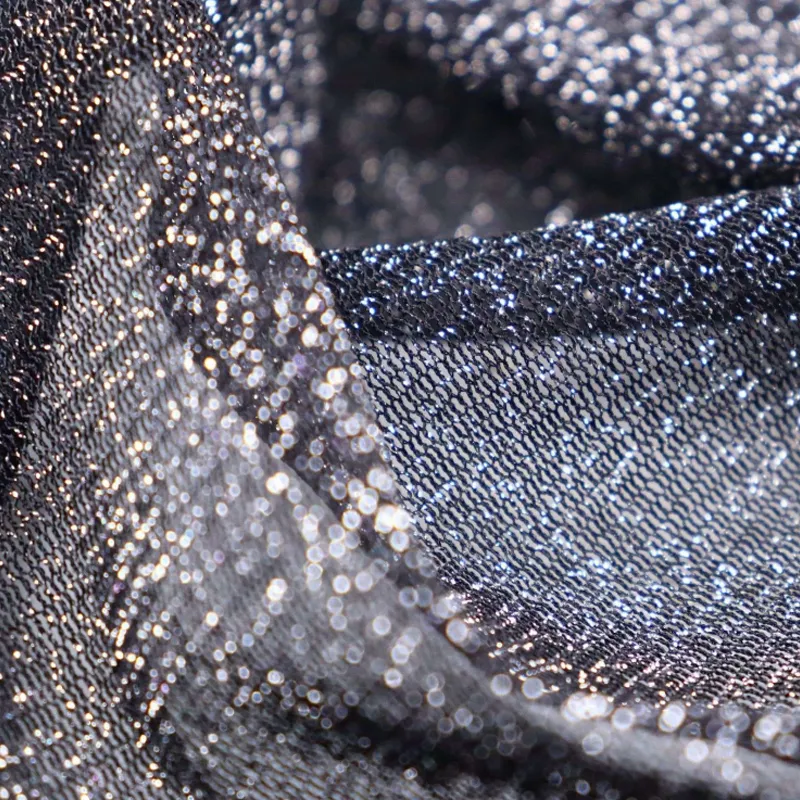 94%Nylon 6%Metallic Power Stretch Mesh Tulle Fabric