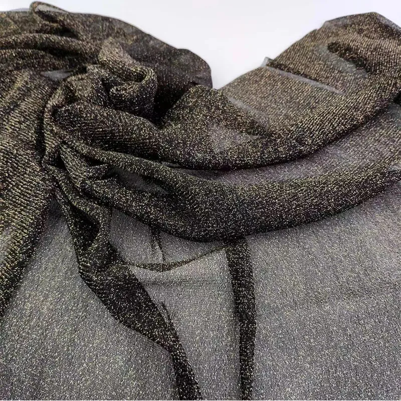 94%Nylon 6%Metallic Power Stretch Mesh Tulle Fabric