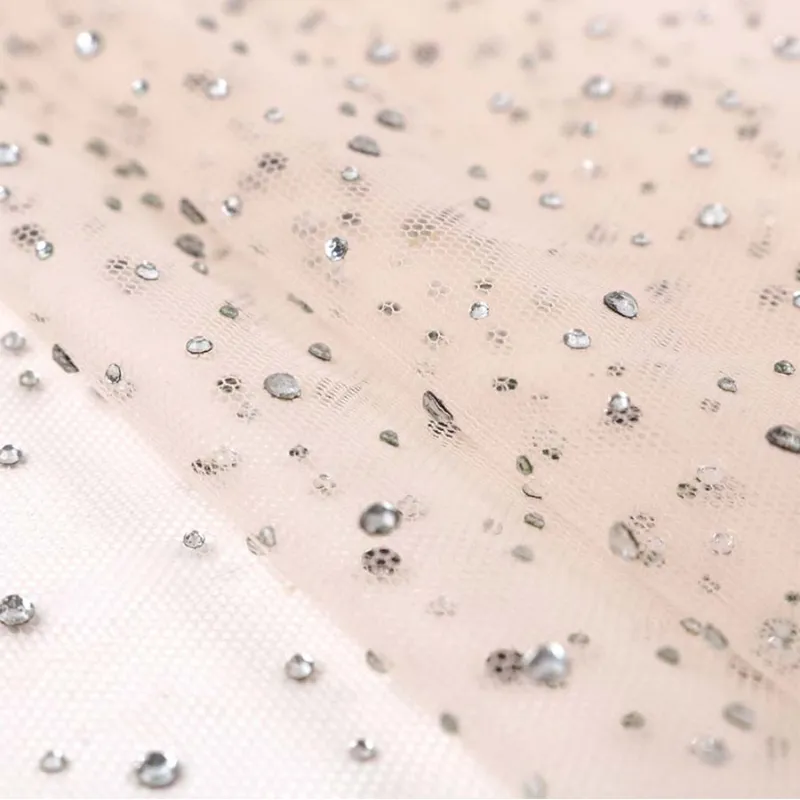Sparkling Rhinestone Nylon Tulle Fabric For Bridal Veils