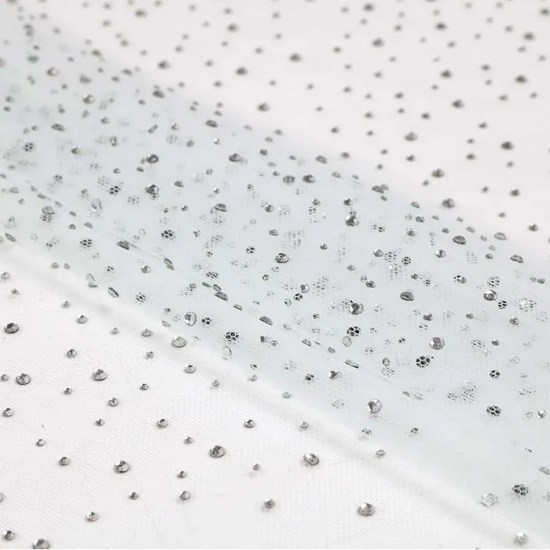 Sparkling Rhinestone Nylon Tulle Fabric For Bridal Veils