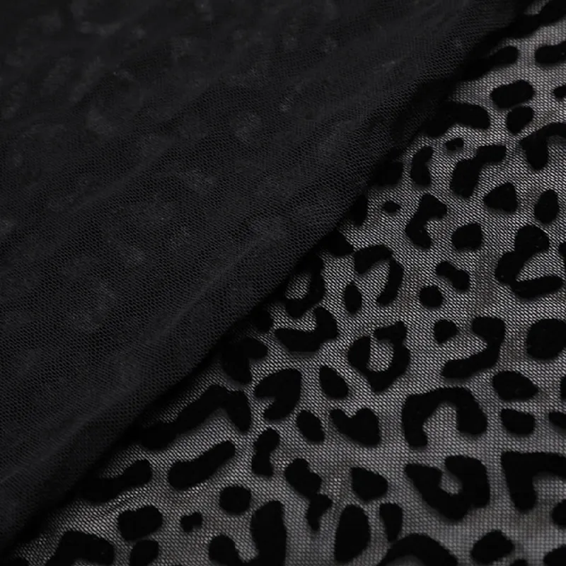94% Polyester 6% Spandex Flocked Cheetah Power Mesh Fabric
