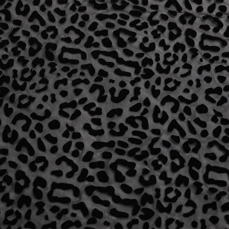 94% Polyester 6% Spandex Flocked Cheetah Power Mesh Fabric