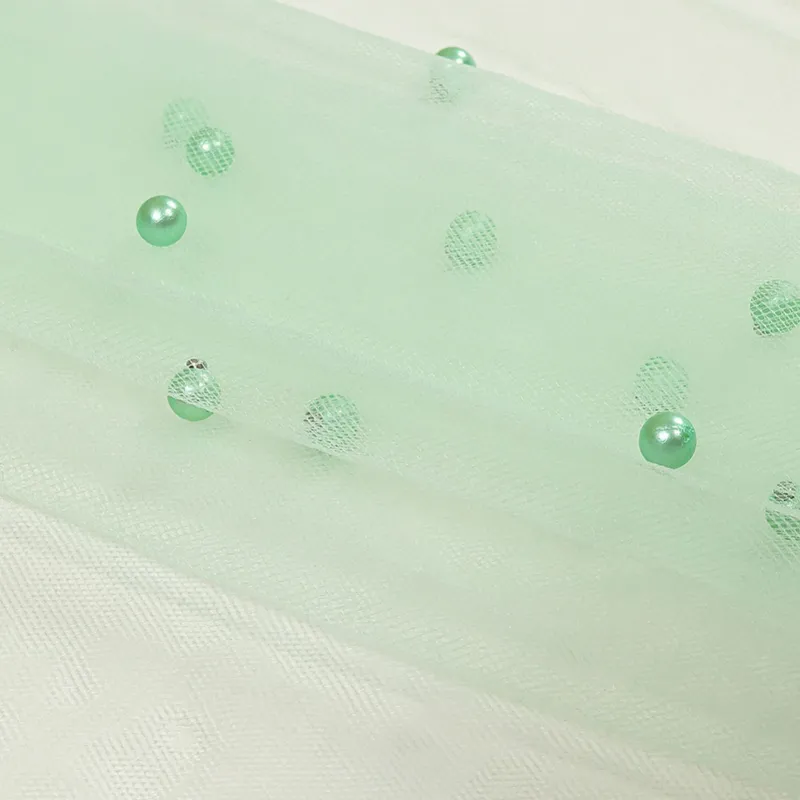 100% Nylon SoftPearl Beads Soft Tulle Mesh Fabric