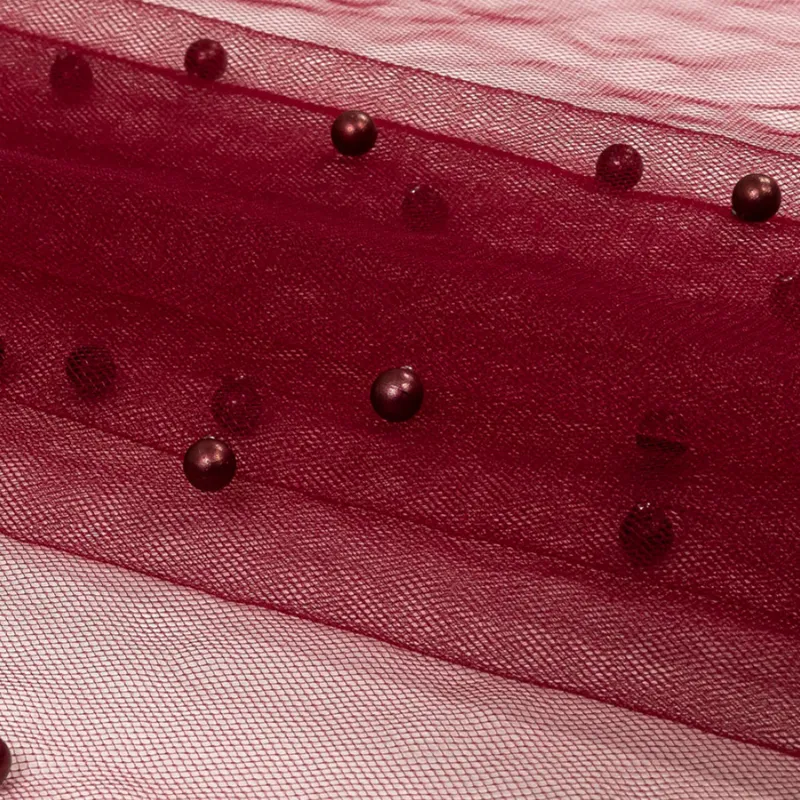 100% Nylon SoftPearl Beads Soft Tulle Mesh Fabric