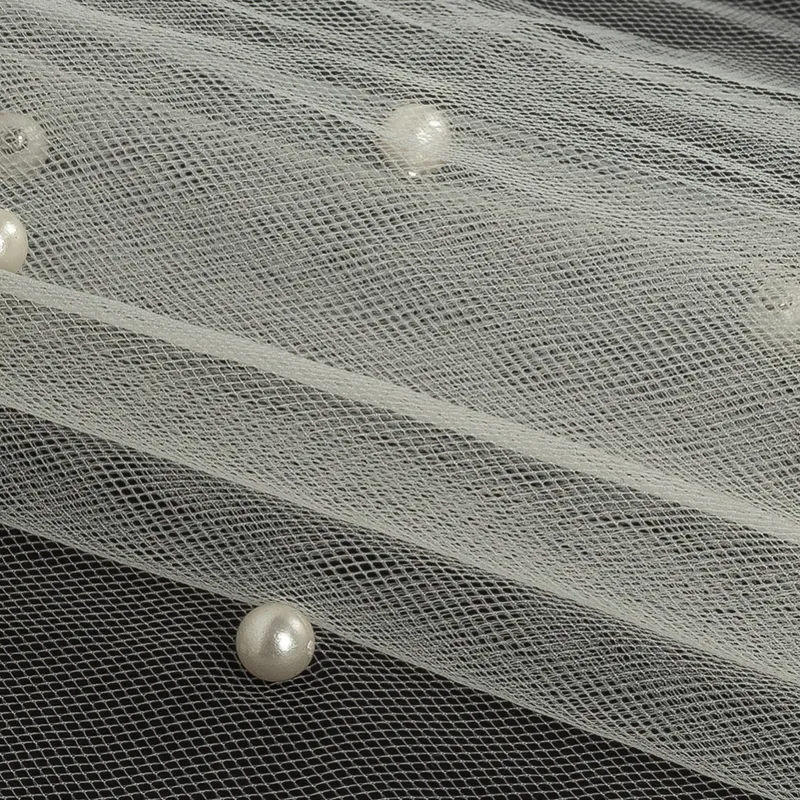 100% Nylon SoftPearl Beads Soft Tulle Mesh Fabric