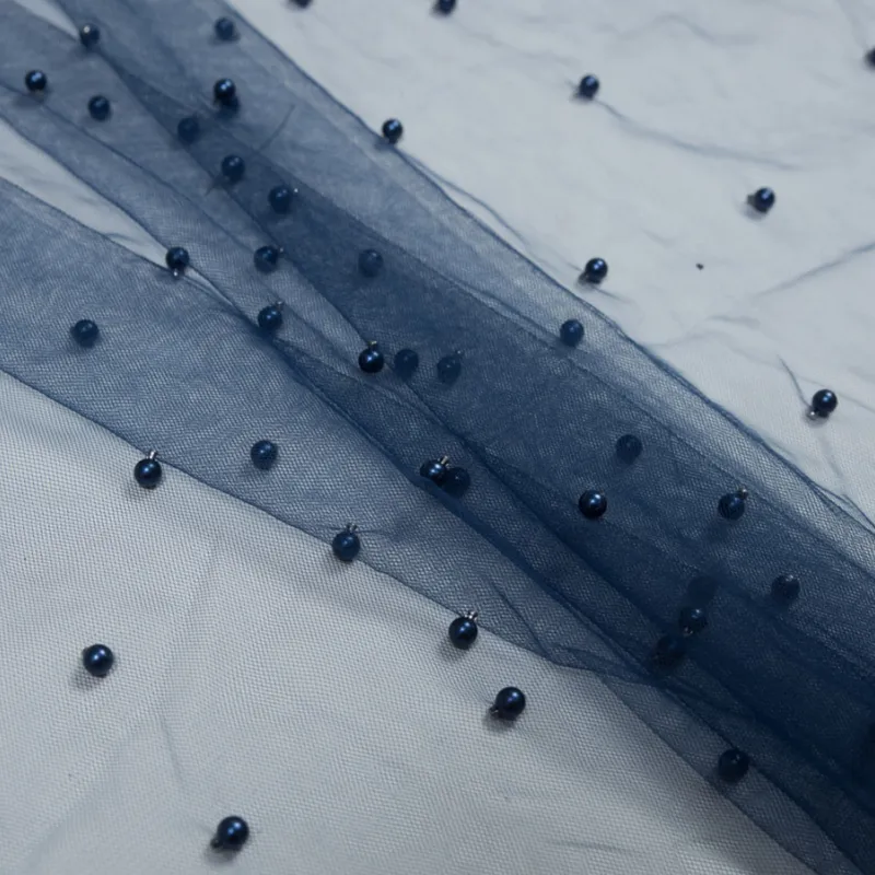 100% Nylon SoftPearl Beads Soft Tulle Mesh Fabric