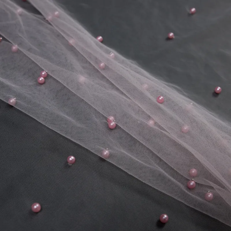 100% Nylon SoftPearl Beads Soft Tulle Mesh Fabric