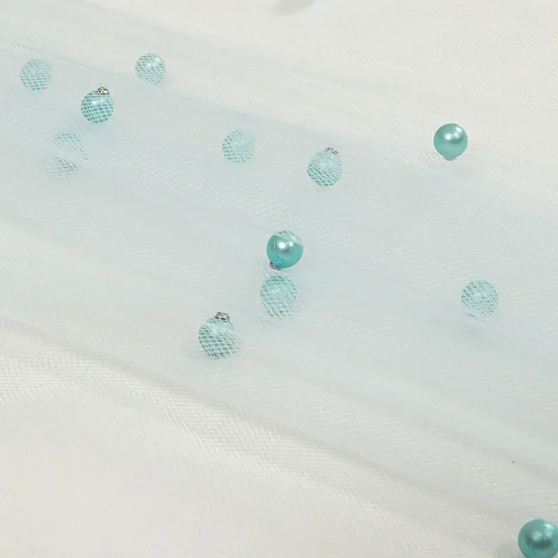 100% Nylon SoftPearl Beads Soft Tulle Mesh Fabric