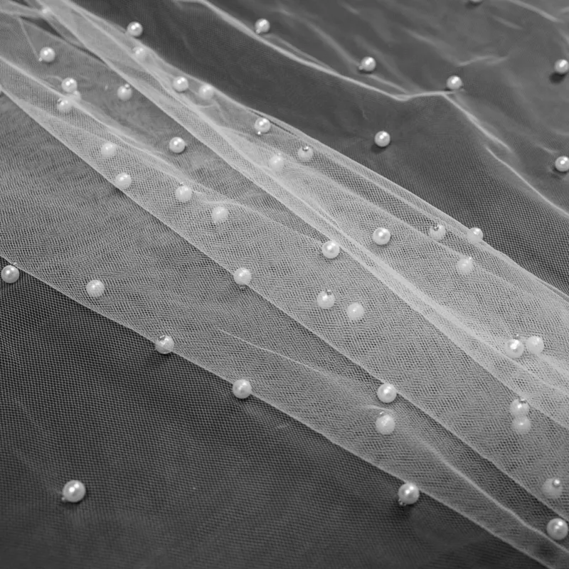 100% Nylon SoftPearl Beads Soft Tulle Mesh Fabric