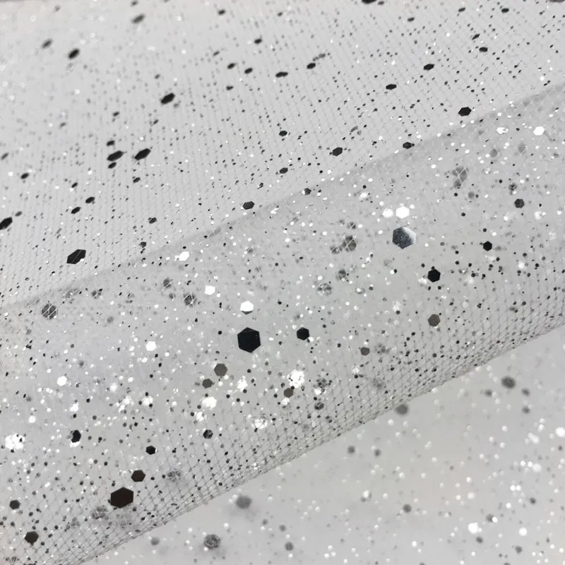 100% Polyester Glitter Chunky Confetti Swiss Tulle Fabric