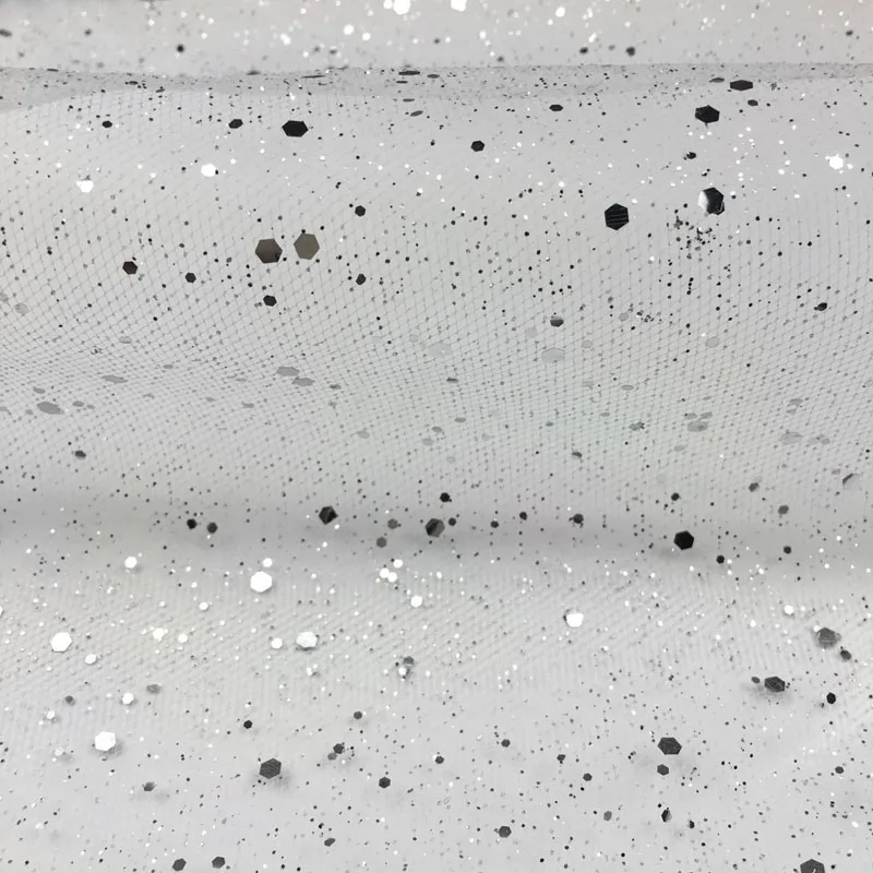 100% Polyester Glitter Chunky Confetti Swiss Tulle Fabric