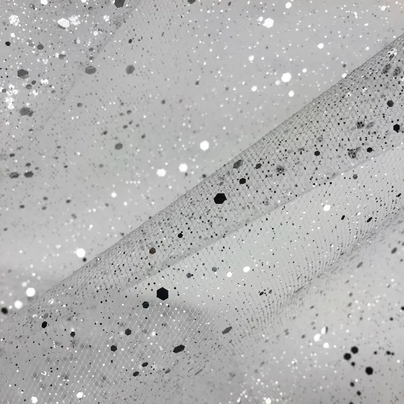 100% Polyester Glitter Chunky Confetti Swiss Tulle Fabric