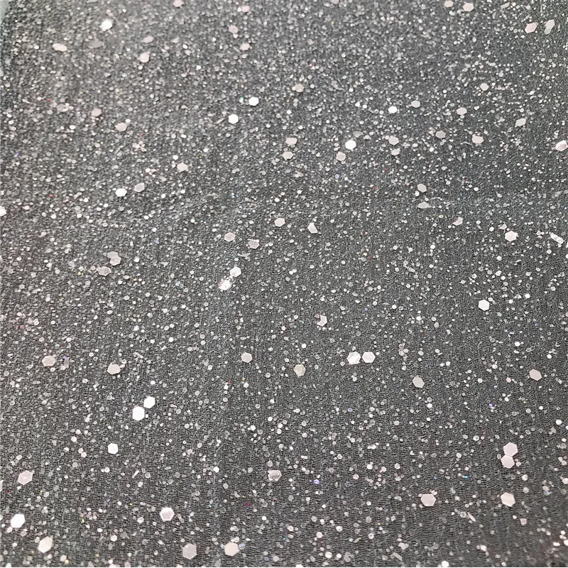 100% Polyester Glitter Shiny Sequin Crepe Organza Fabric For Party Decor