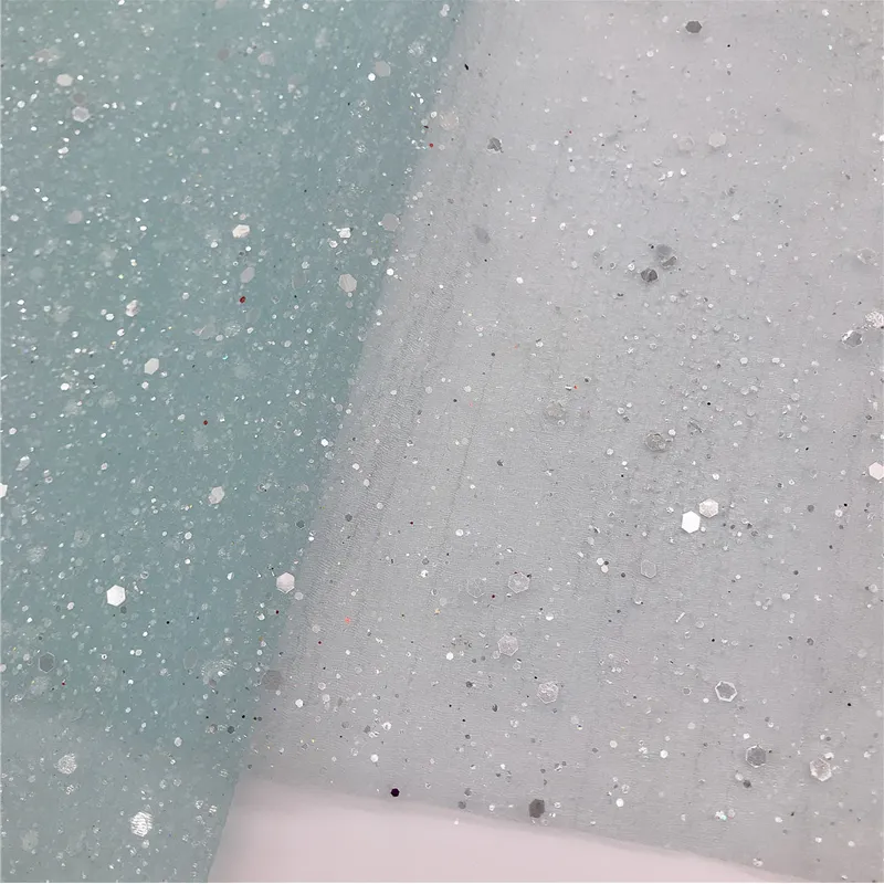 100% Polyester Glitter Shiny Sequin Crepe Organza Fabric For Party Decor