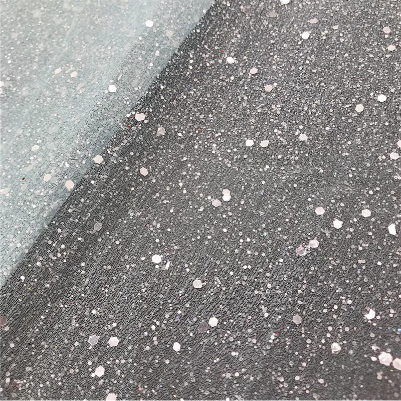 100% Polyester Glitter Shiny Sequin Crepe Organza Fabric For Party Decor