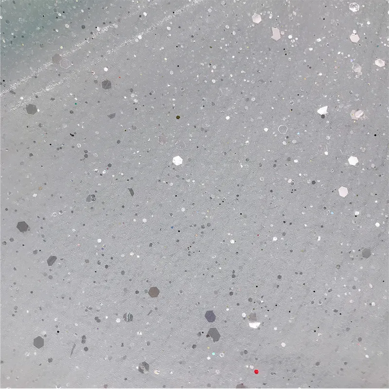 100% Polyester Glitter Shiny Sequin Crepe Organza Fabric For Party Decor