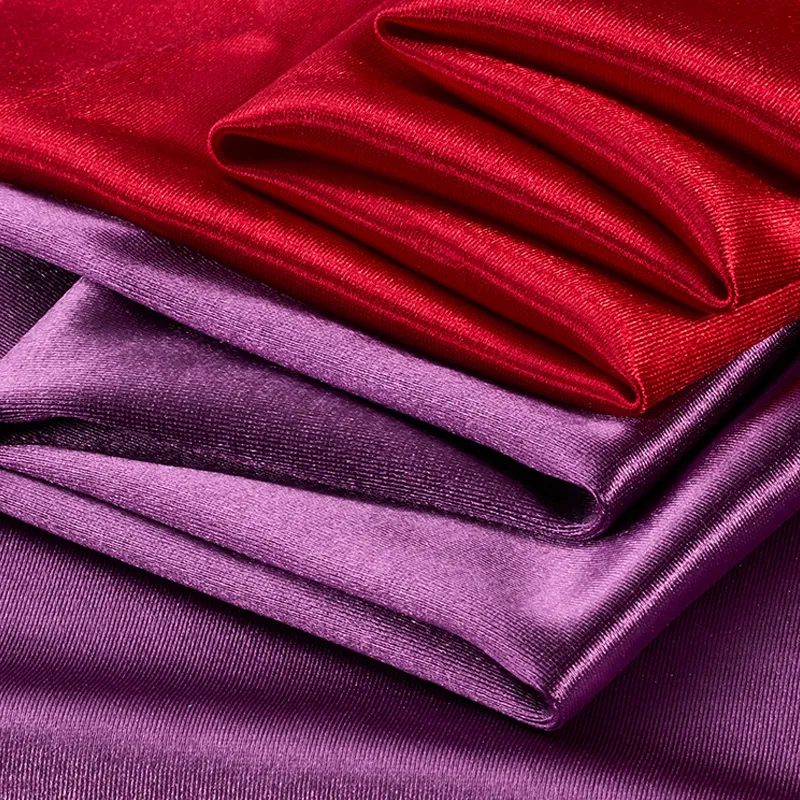 High-Gloss Shiny Polyester Spandex Stretch Satin Warp Knit Tricot Fabric