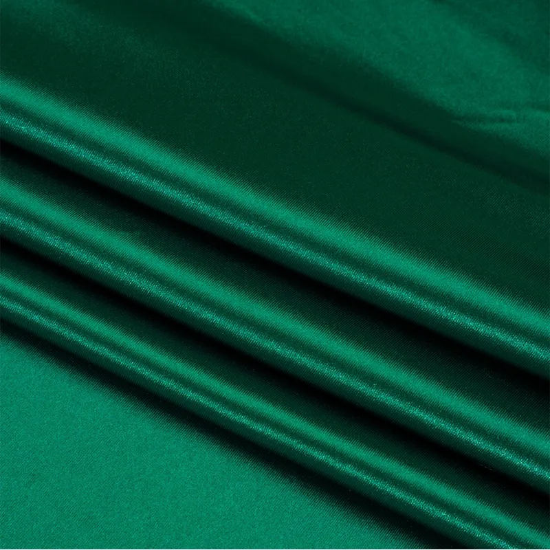 Emerald Green Shiny Satin-Faced Stretch Polyester Spandex Tricot Fabric For Dancewear