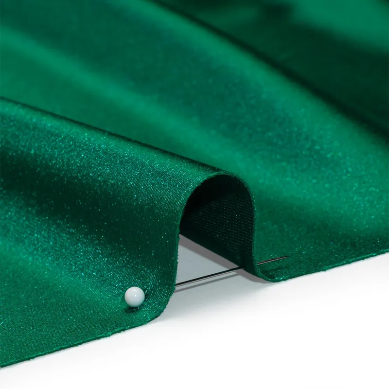 Emerald Green Shiny Satin-Faced Stretch Polyester Spandex Tricot Fabric For Dancewear