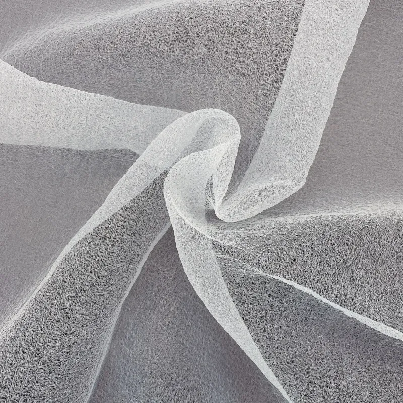 Lightweight 100% Polyester Seersucker Bubble Crepe Organza Fabric For Woven Dress and Bridal Wear