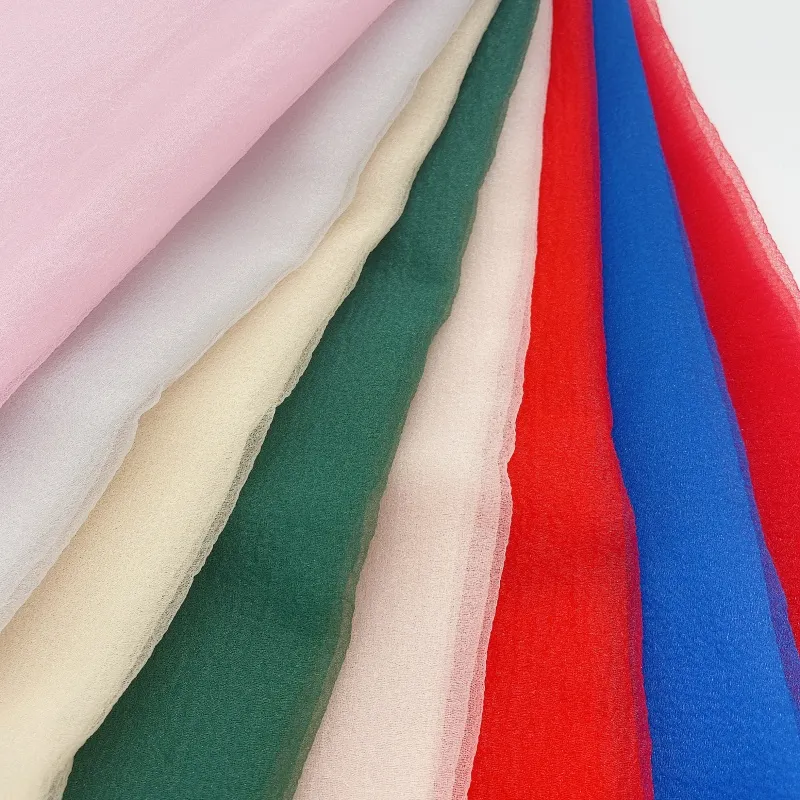 Lightweight 100% Polyester Seersucker Bubble Crepe Organza Fabric For Woven Dress and Bridal Wear
