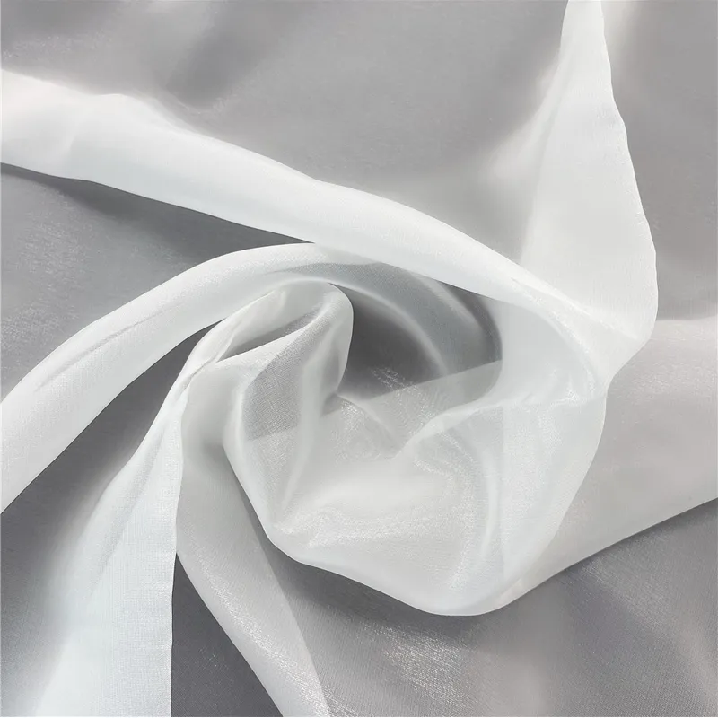 Sheer Lightweight Glossy Shimmer 100% Polyester Liquid Satin Face Organza High Shiny Dress Fabric
