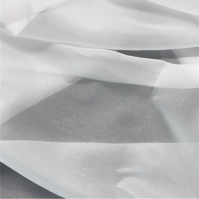 Sheer Lightweight Glossy Shimmer 100% Polyester Liquid Satin Face Organza High Shiny Dress Fabric