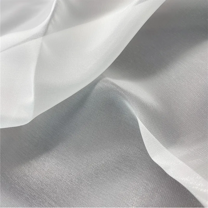 Sheer Lightweight Glossy Shimmer 100% Polyester Liquid Satin Face Organza High Shiny Dress Fabric