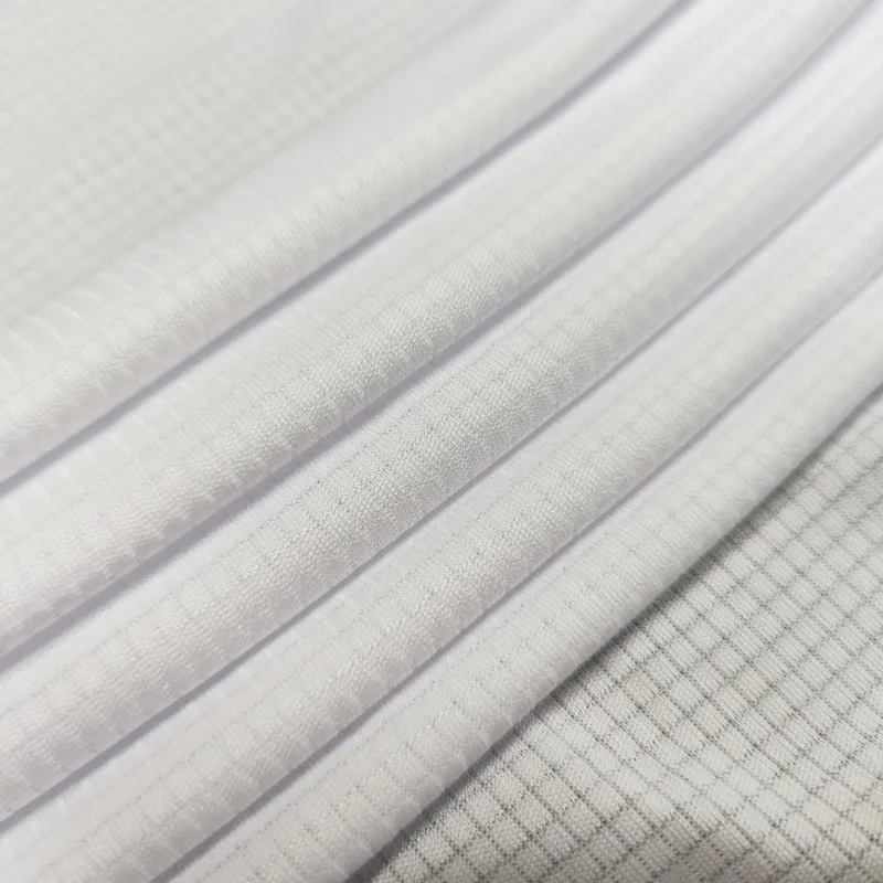 Moisture Wicking Polyester Dropped Needle Square Textured Knit Interlock Mesh Fabric for Sports Jerseys