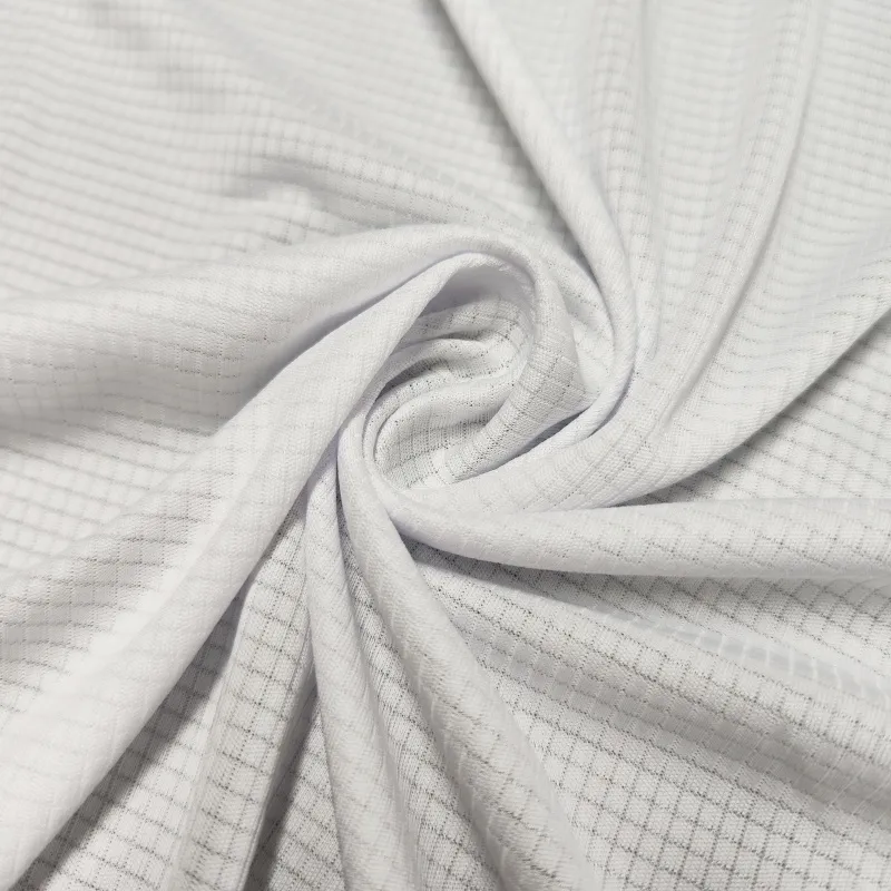 Moisture Wicking Polyester Dropped Needle Square Textured Knit Interlock Mesh Fabric for Sports Jerseys