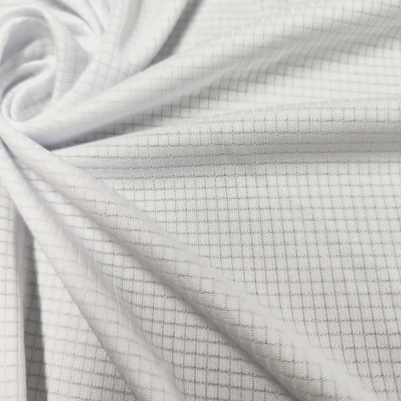 Moisture Wicking Polyester Dropped Needle Square Textured Knit Interlock Mesh Fabric for Sports Jerseys
