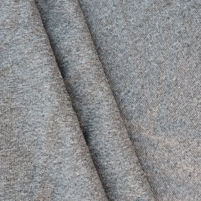 150gsm 100% Polyester Melange Cationic Heather Grey Moisture-Wicking Single Jersey Fabric For Activewear