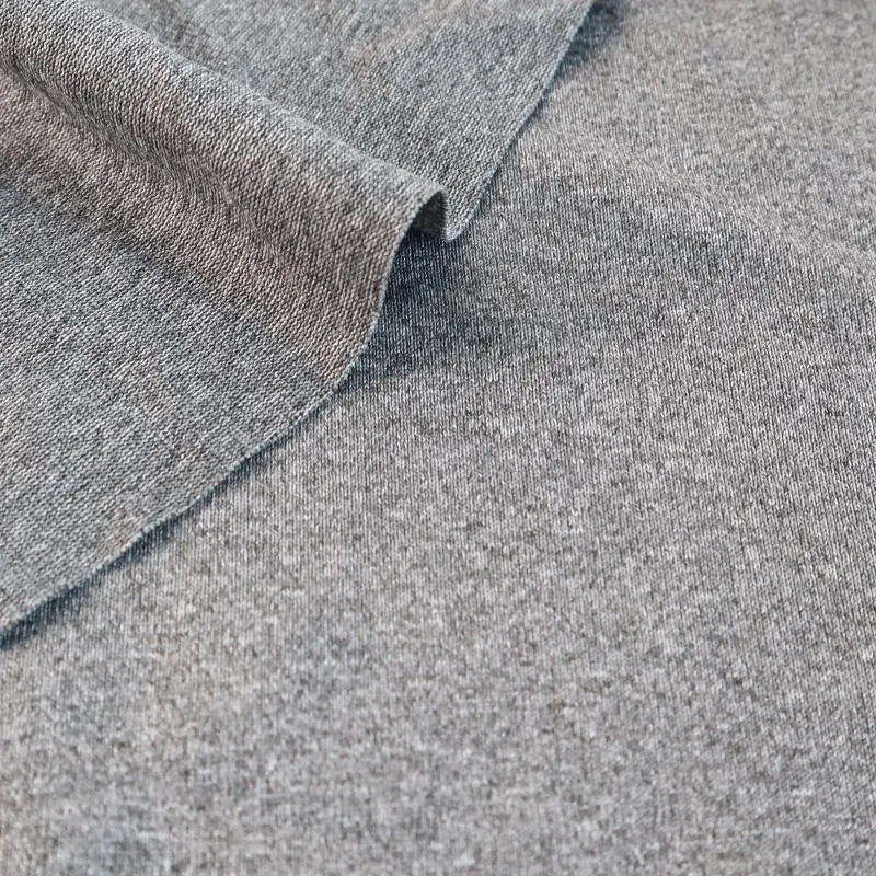 150gsm 100% Polyester Melange Cationic Heather Grey Moisture-Wicking Single Jersey Fabric For Activewear