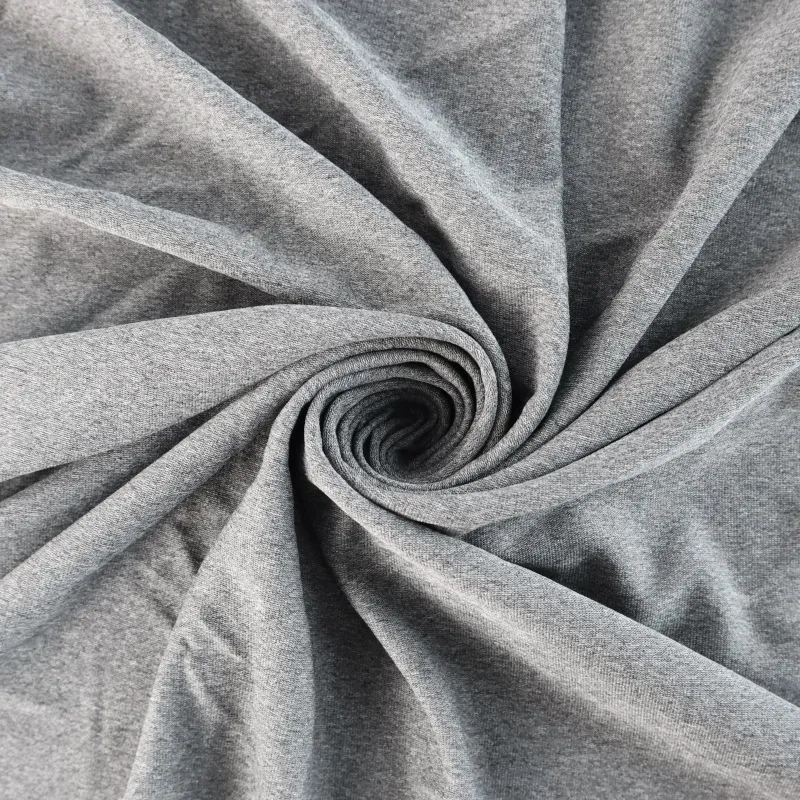 150gsm 100% Polyester Melange Cationic Heather Grey Moisture-Wicking Single Jersey Fabric For Activewear