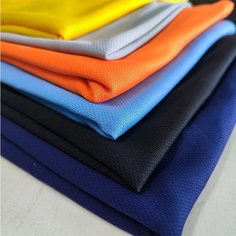 Moisture Wicking 100% Polyester Birdeye Knit Mesh Interlock Fabric Sublimation Printing For Activewear